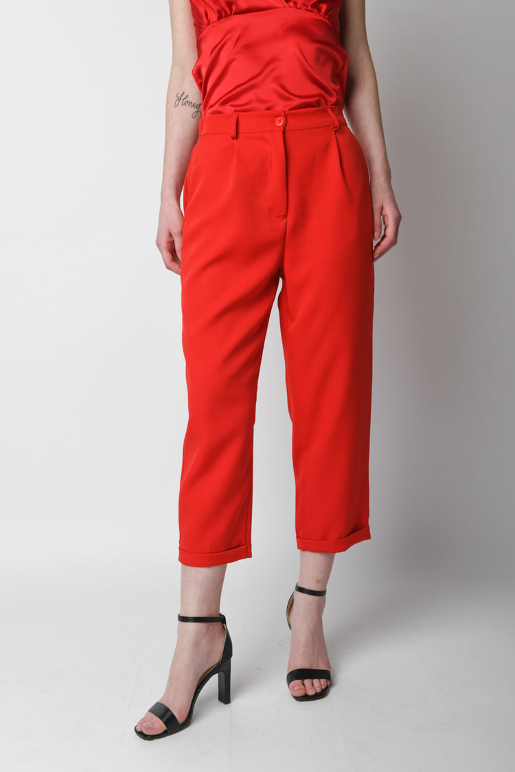 Pantaloni crop con risvolto