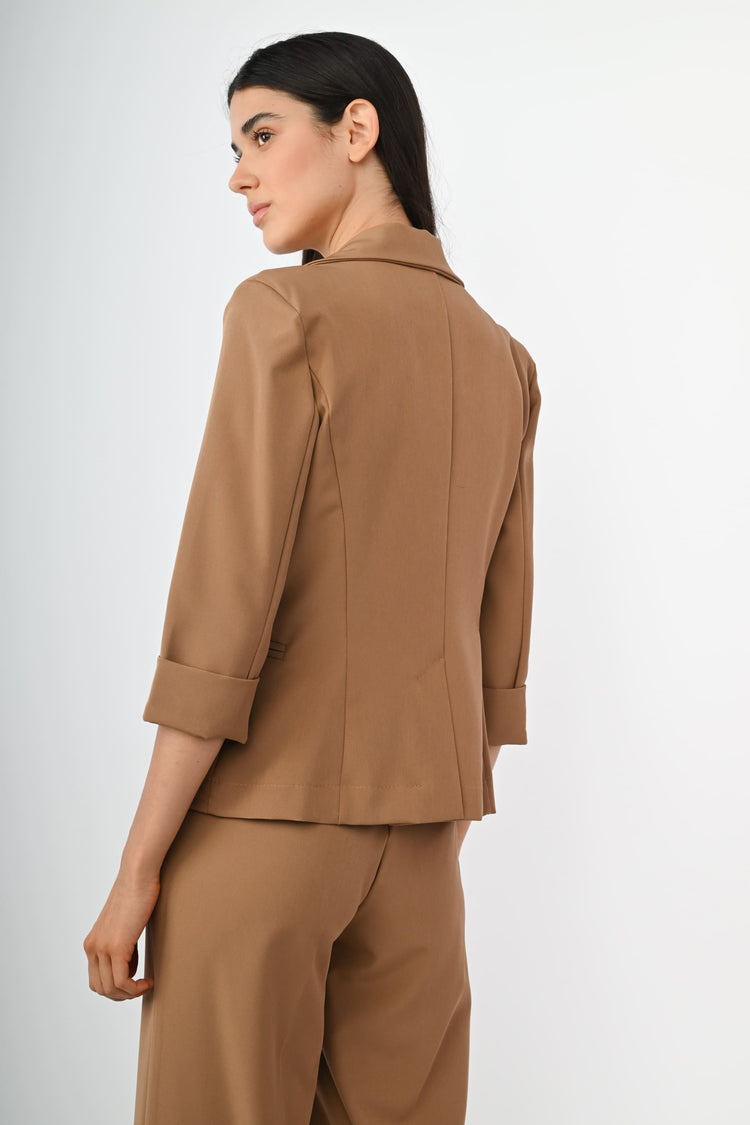 Blazer monopetto con maniche crop