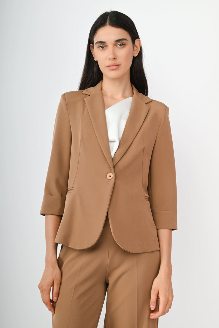 Blazer monopetto con maniche crop