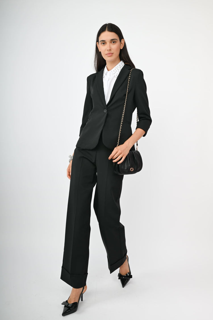 Blazer monopetto con maniche crop