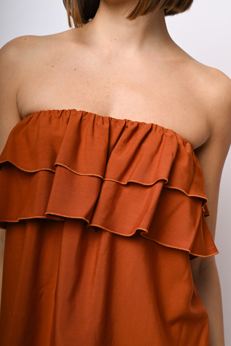 Top in viscosa con balze