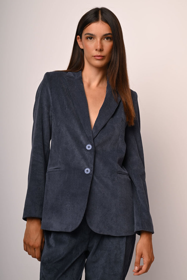 Blazer monopetto in velluto a coste