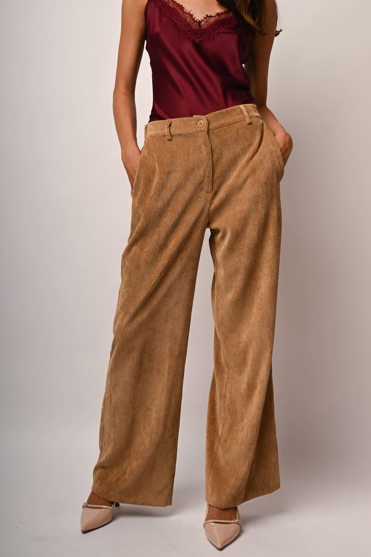 Pantaloni palazzo in velluto a coste