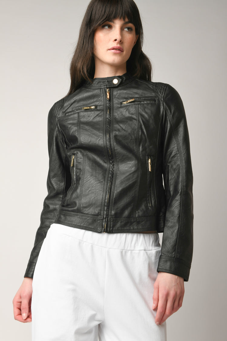 Giacca stile biker in similpelle