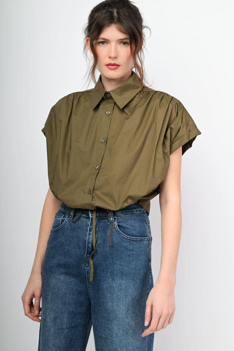 Camicia crop con coulisse