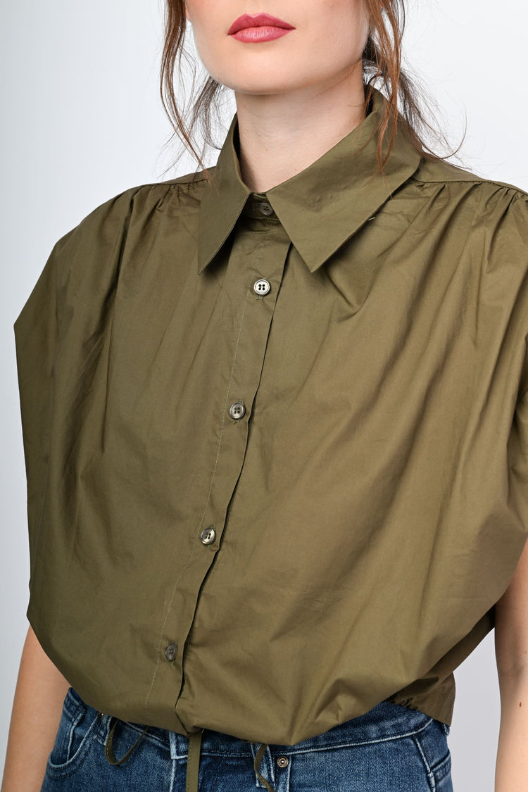 Camicia crop con coulisse
