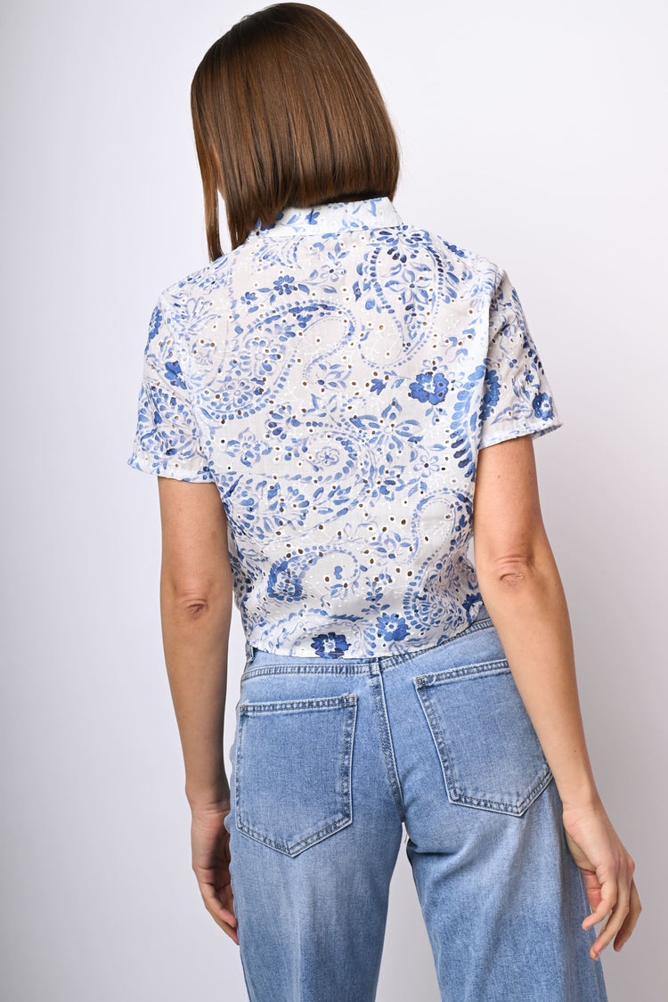 Camicia in sangallo a stampa paisley-floreale
