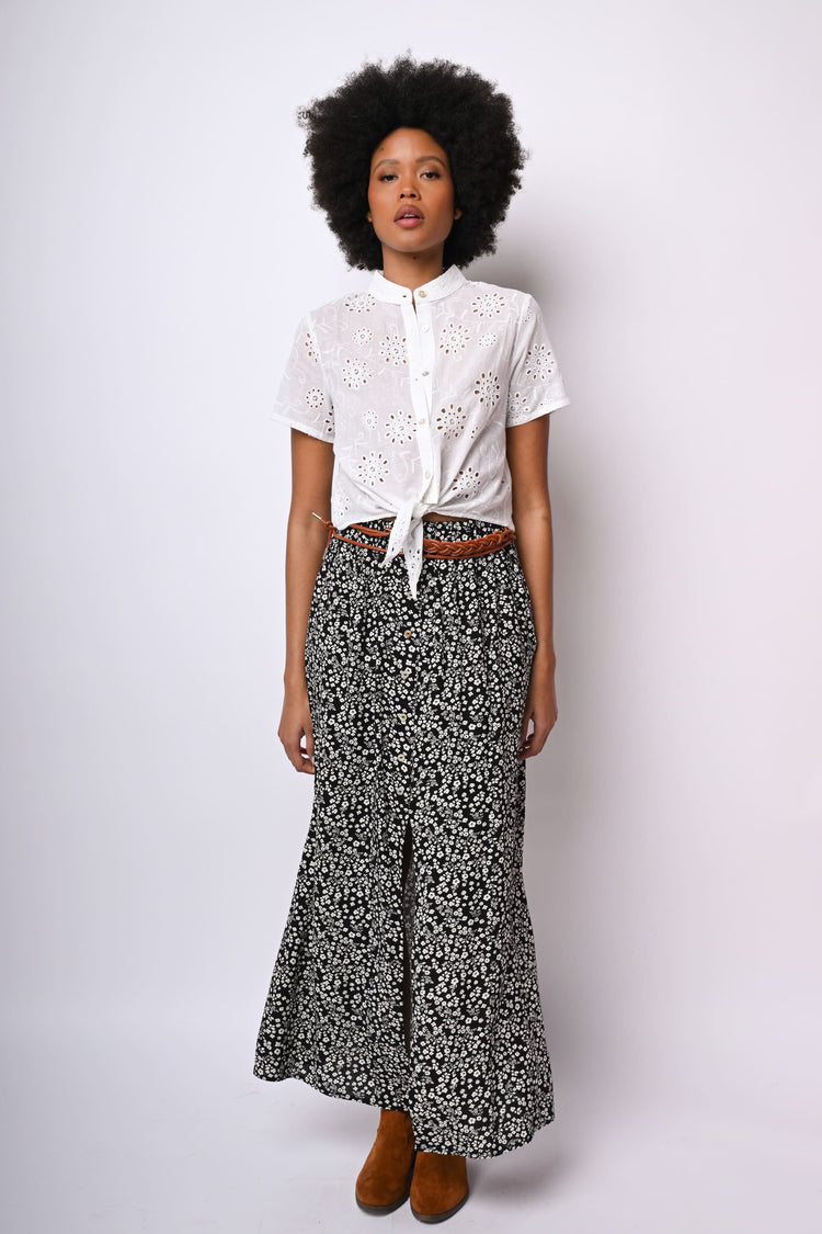 Camicia con nodo in pizzo Sangallo