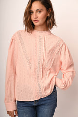 Blusa con inserti in pizzo