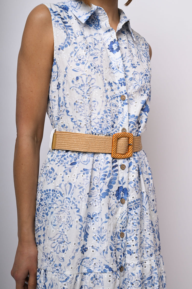 Abito lungo chemisier in pizzo sangallo