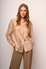 Camicia in organza con mini borchie