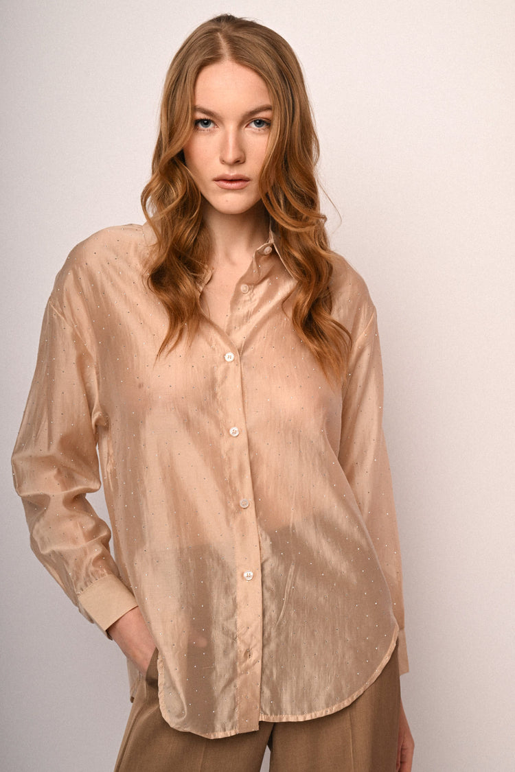 Camicia in organza con mini borchie