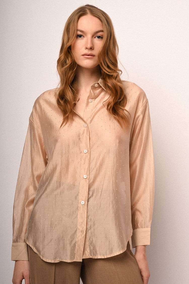 Camicia in organza con mini borchie