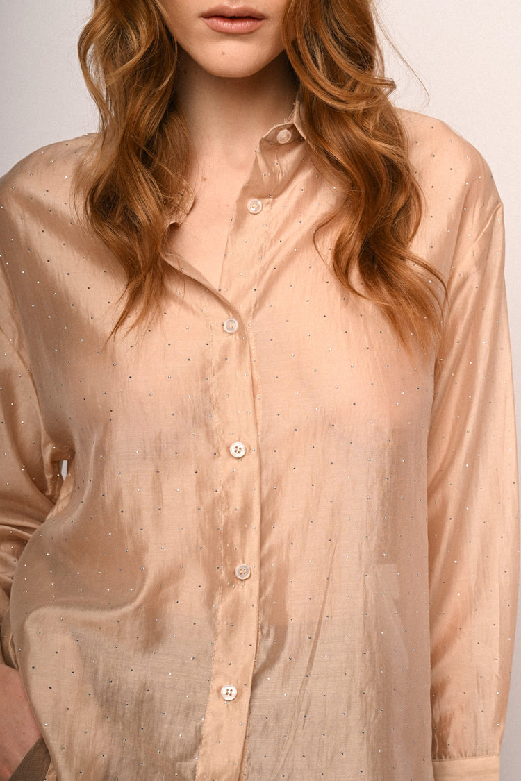 Camicia in organza con mini borchie