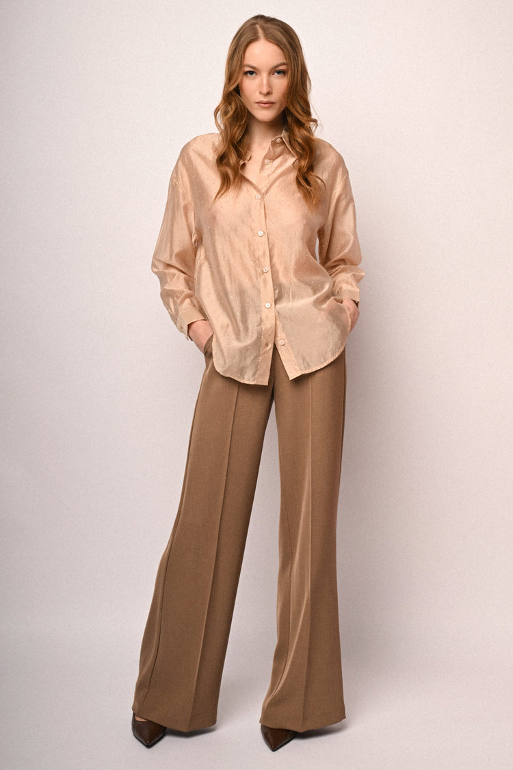 Camicia in organza con mini borchie