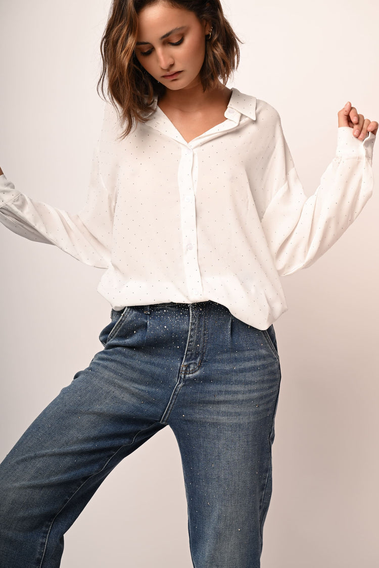 Camicia oversize con strass