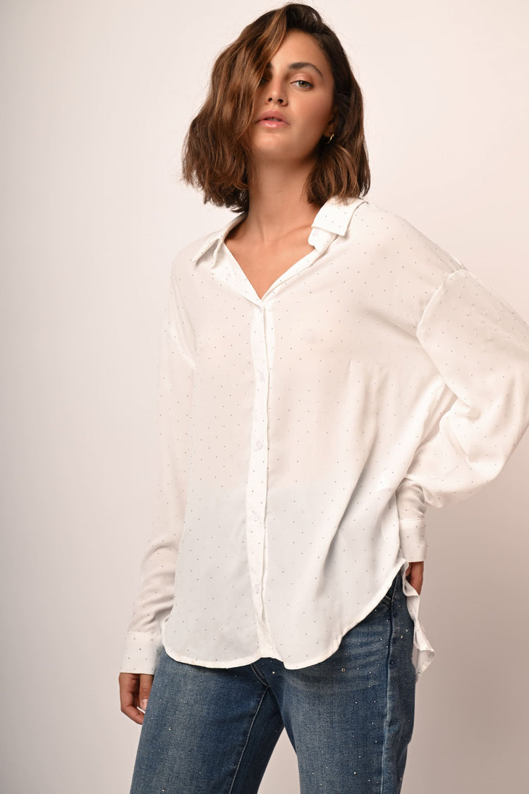 Camicia oversize con strass