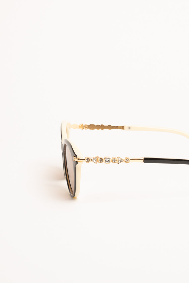 Occhiale da sole rotondi neri con strass