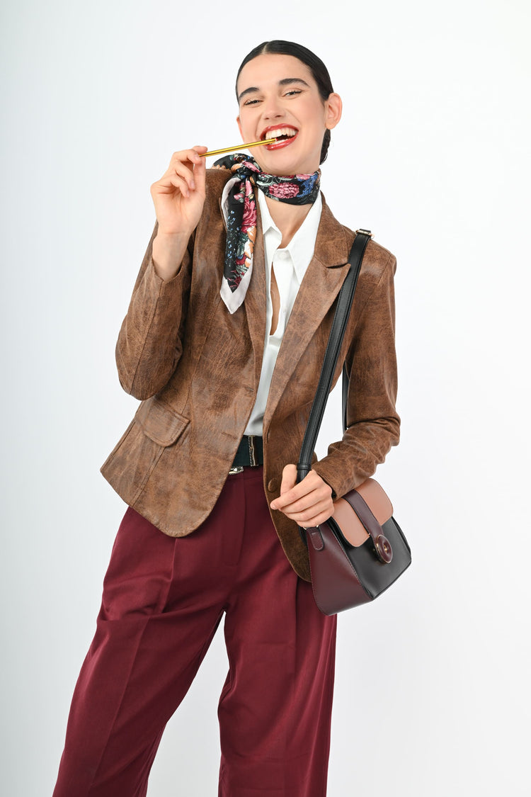 Blazer monopetto in similpelle