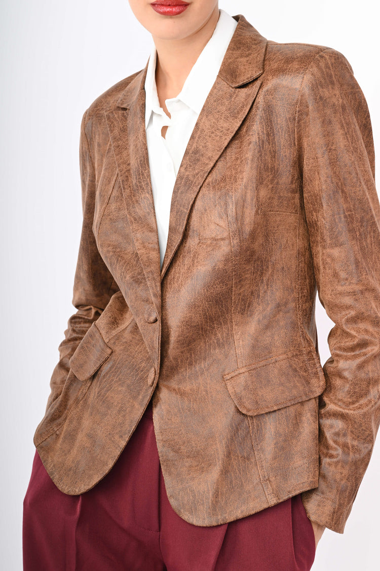 Blazer monopetto in similpelle