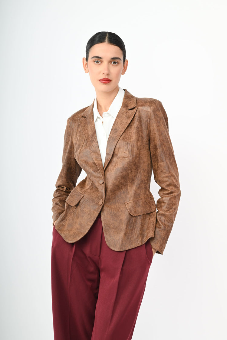 Blazer monopetto in similpelle