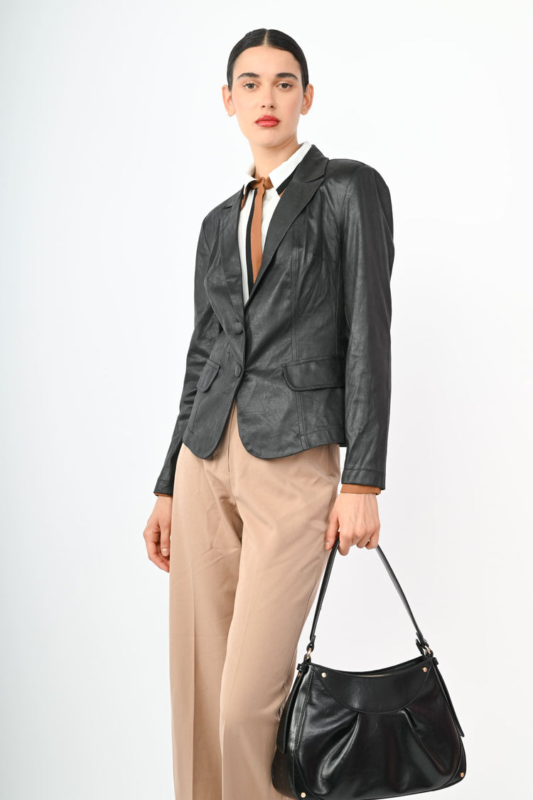 Blazer monopetto in similpelle