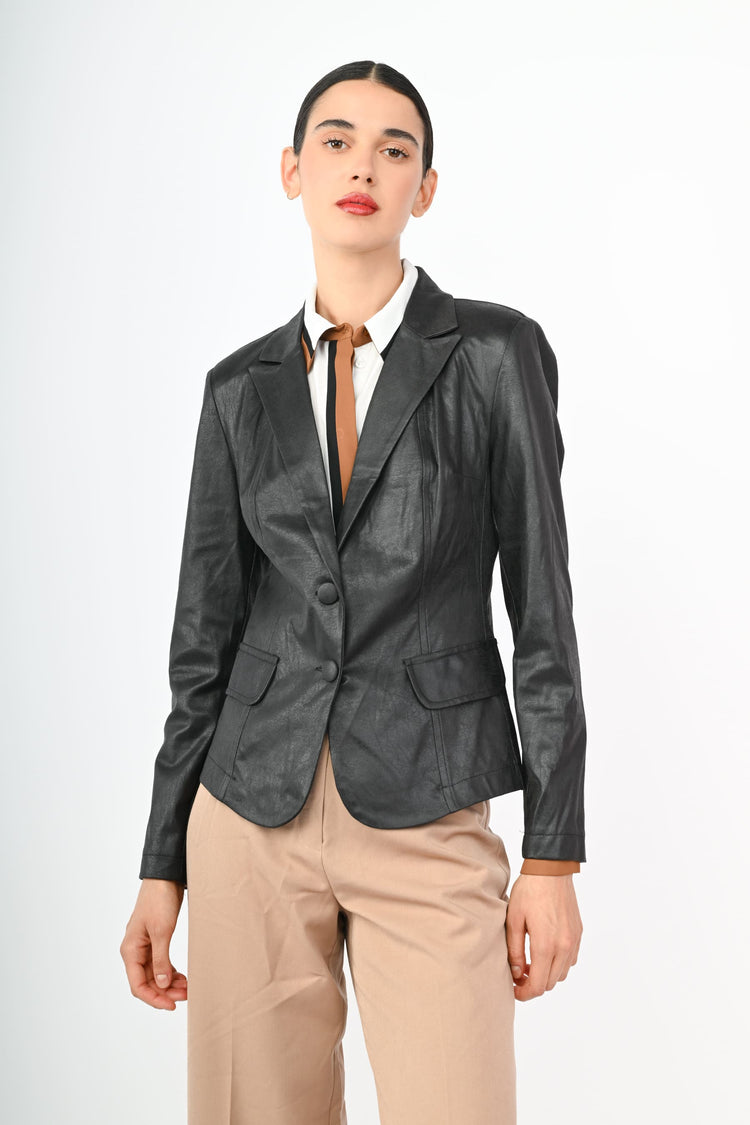 Blazer monopetto in similpelle
