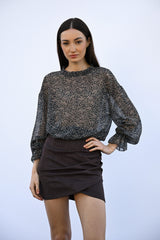 Minigonna drappeggiata in faux suede