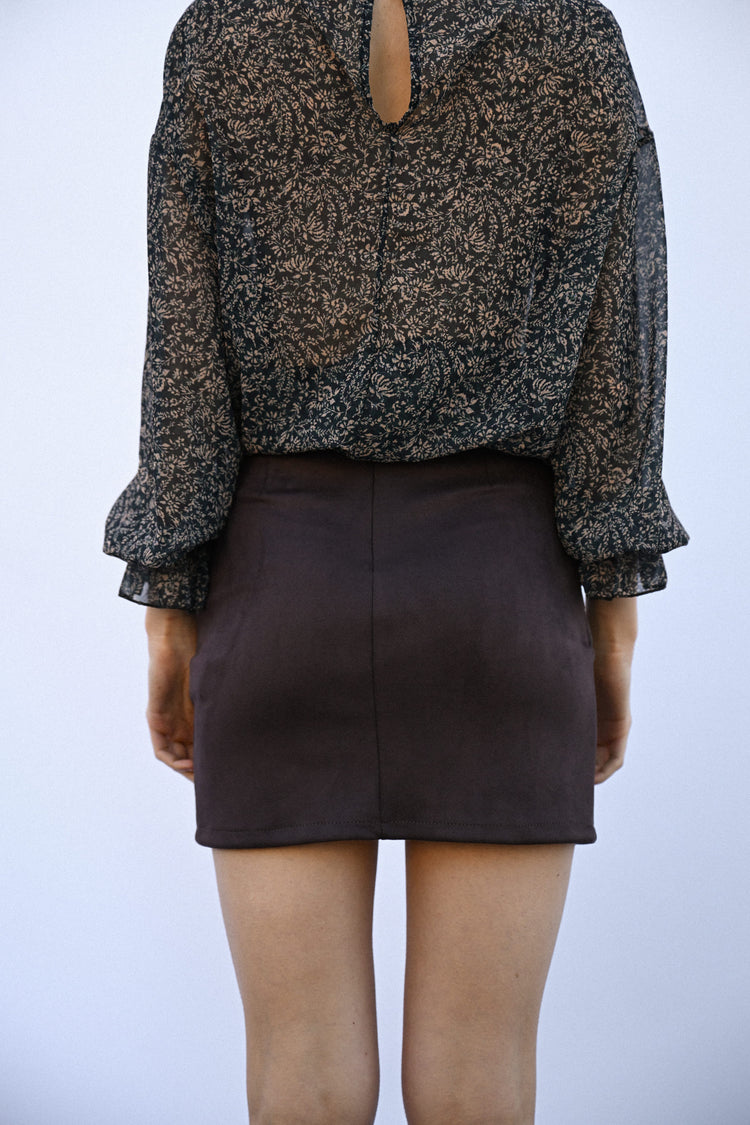 Minigonna drappeggiata in faux suede
