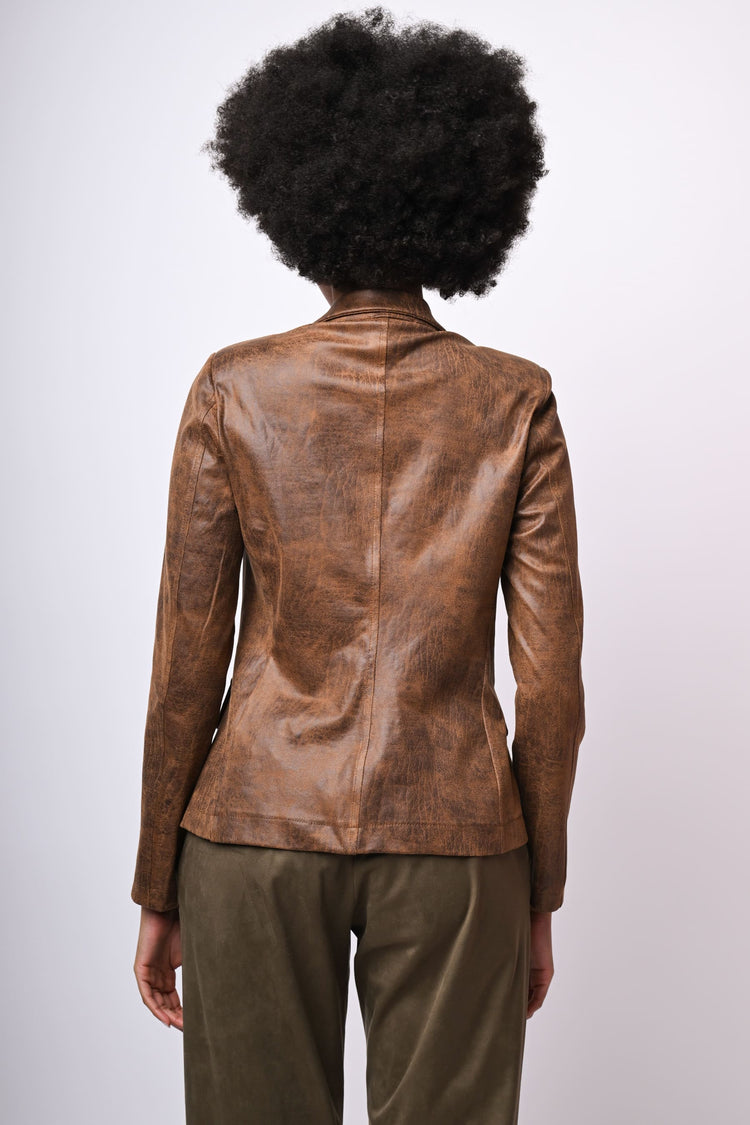 Blazer in similpelle effetto vintage