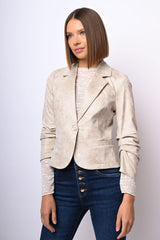 Blazer in similpelle effetto vintage