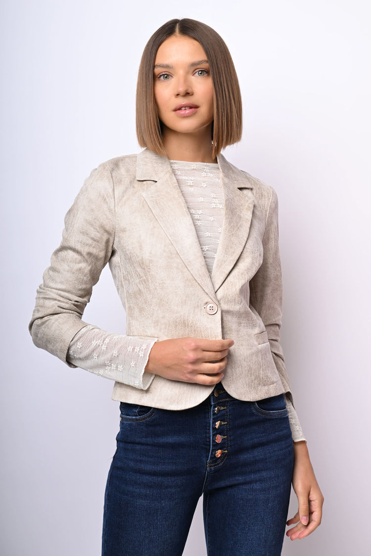 Blazer in similpelle effetto vintage