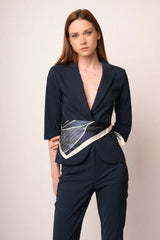 Blazer monopetto misto viscosa blu