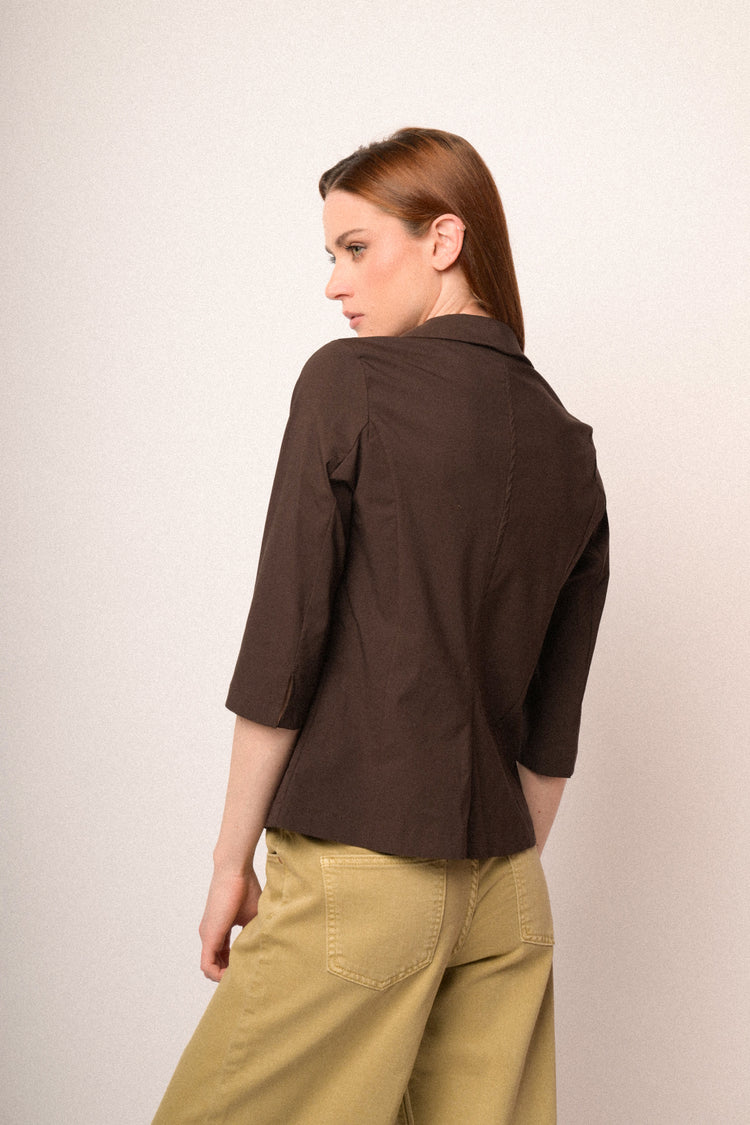 Blazer monopetto misto viscosa cioccolato