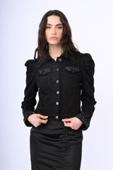 Giacca in denim con cristalli
