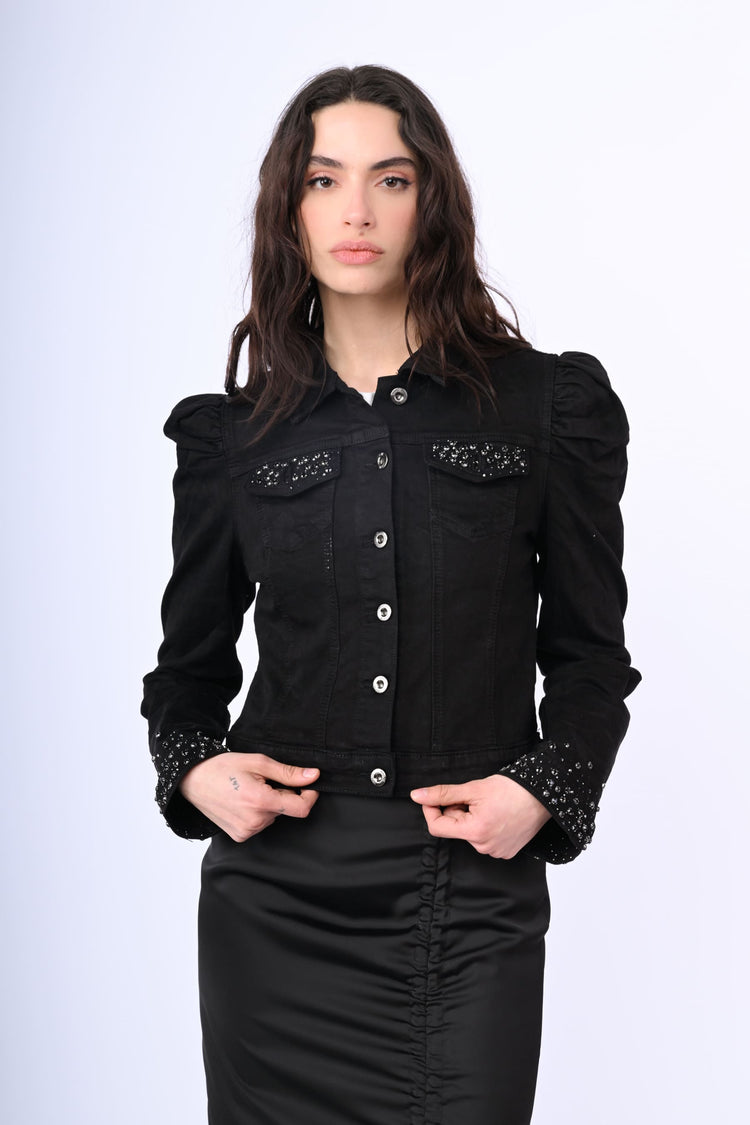 Giacca in denim con cristalli