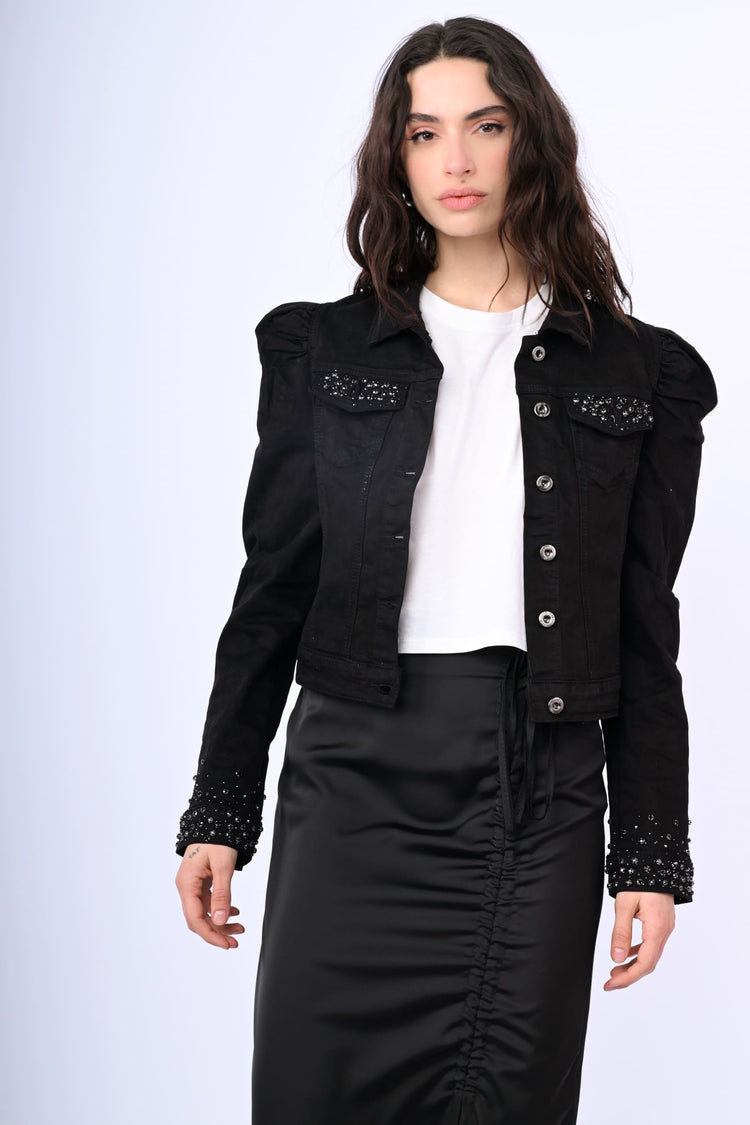 Giacca in denim con cristalli