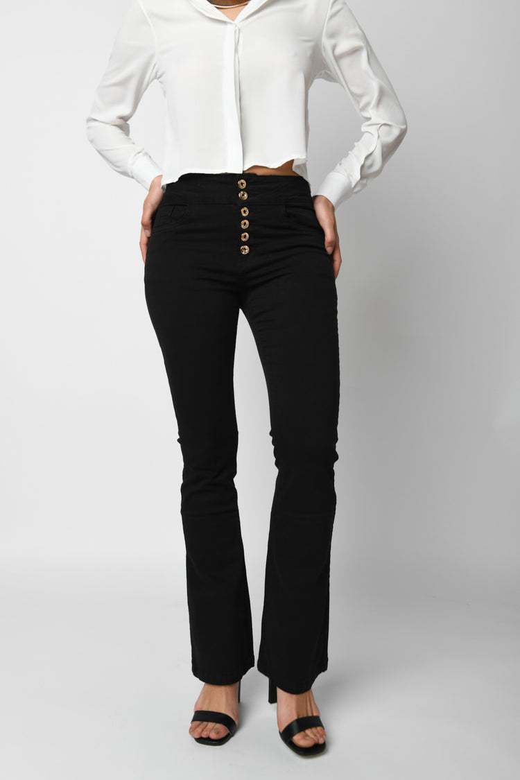 Pantaloni svasati con bottoni