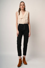 Pantaloni in drill con bottoni