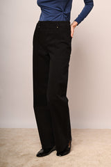 Pantaloni wide-leg in drill nero