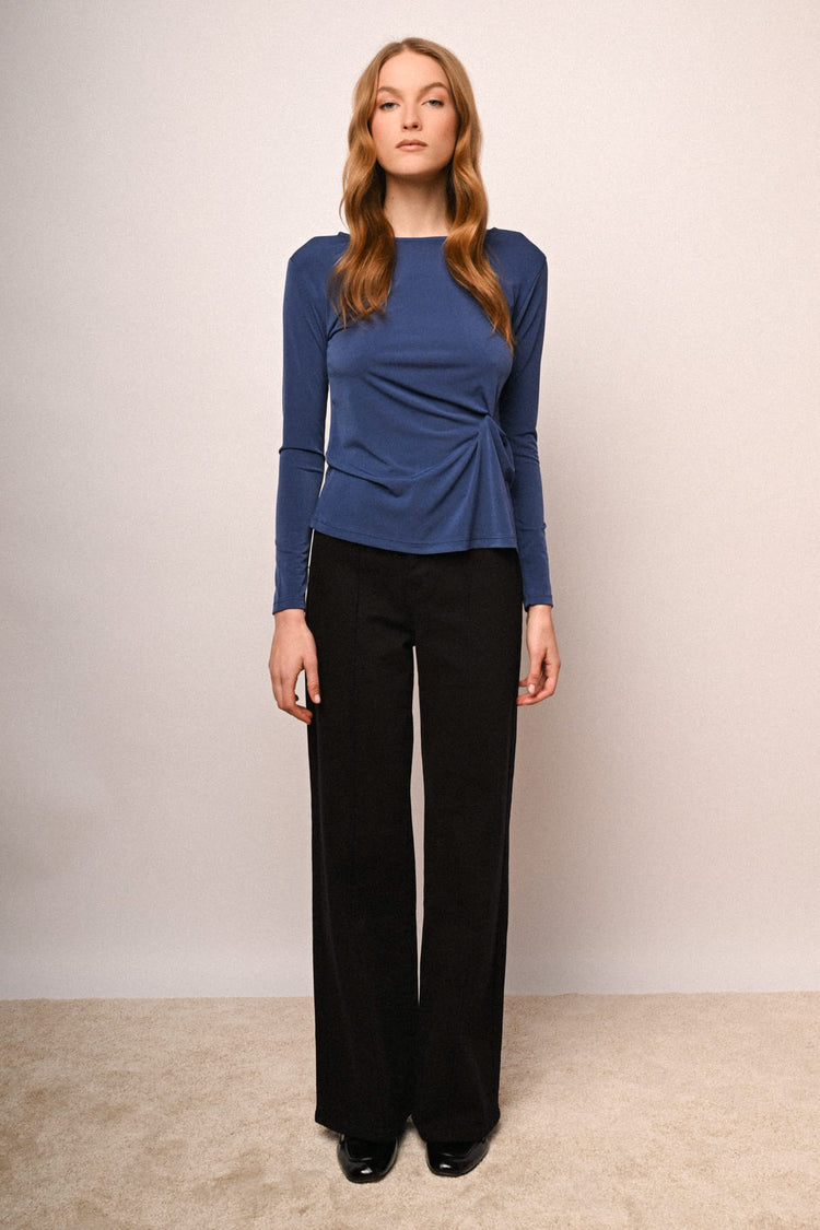 Pantaloni wide-leg in drill nero