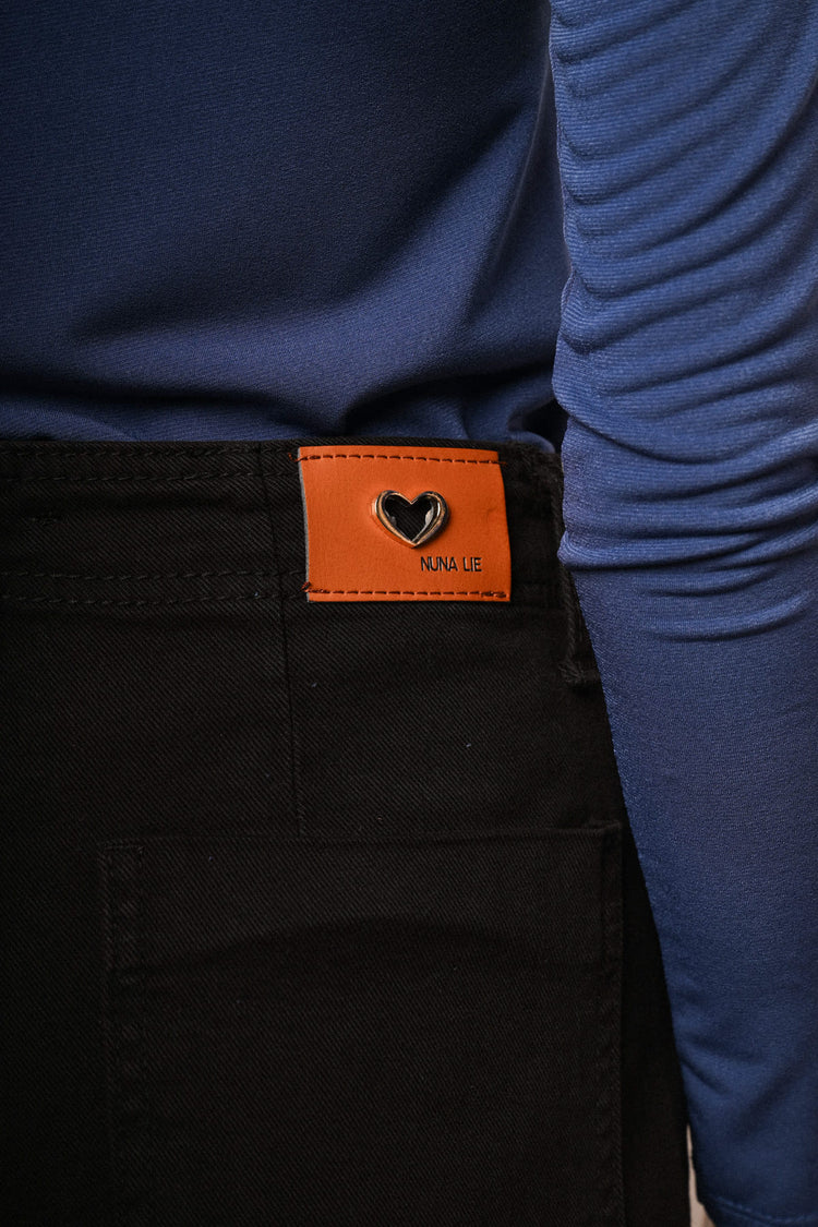 Pantaloni wide-leg in drill nero