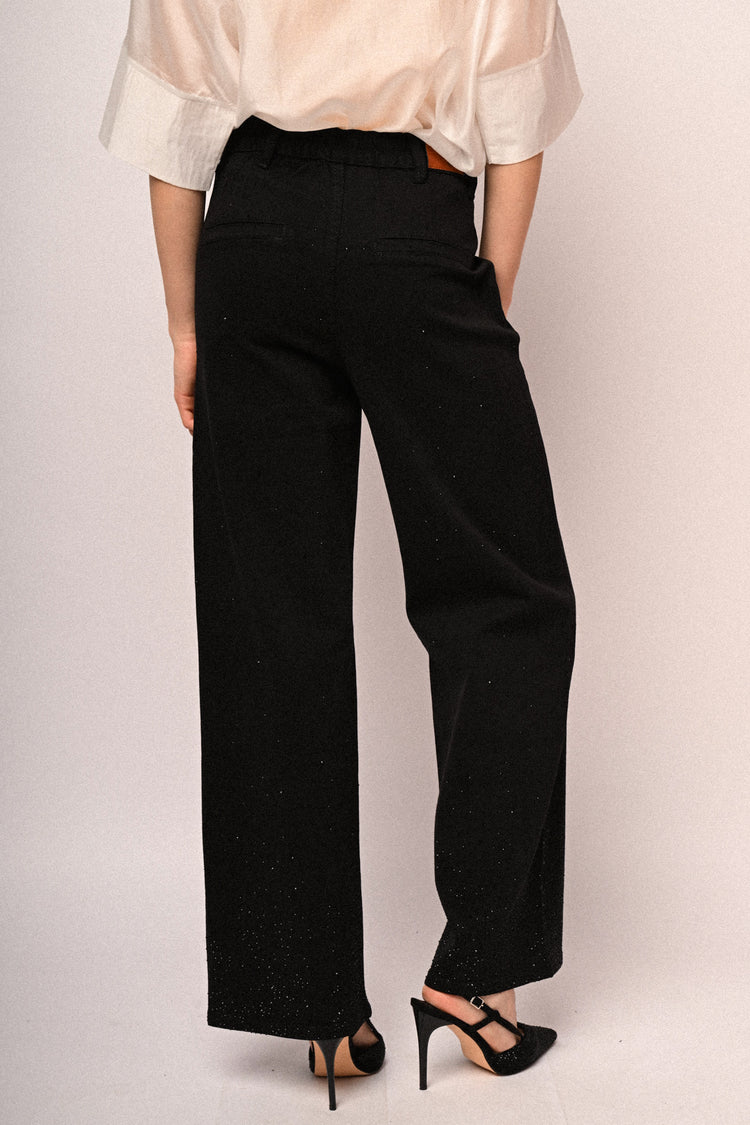 Jeans wide-leg con decorazione strass
