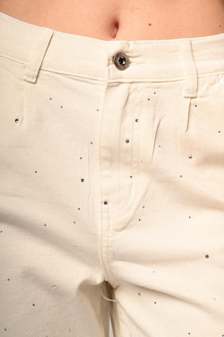 Jeans wide-leg con decorazione strass