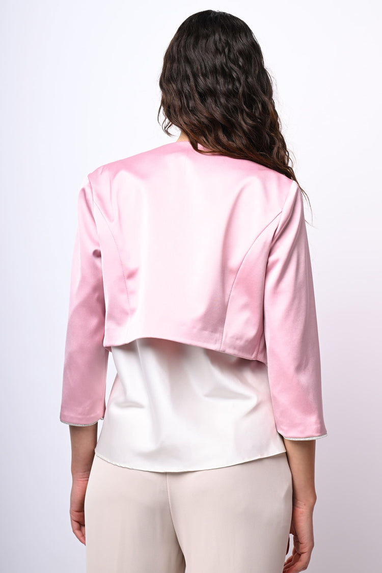 Bolero in raso con profili in lurex