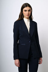 Blazer monopetto con dettagli in raso