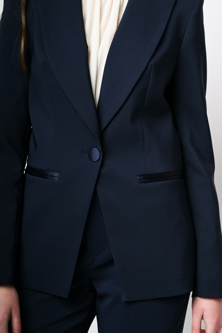 Blazer monopetto con dettagli in raso