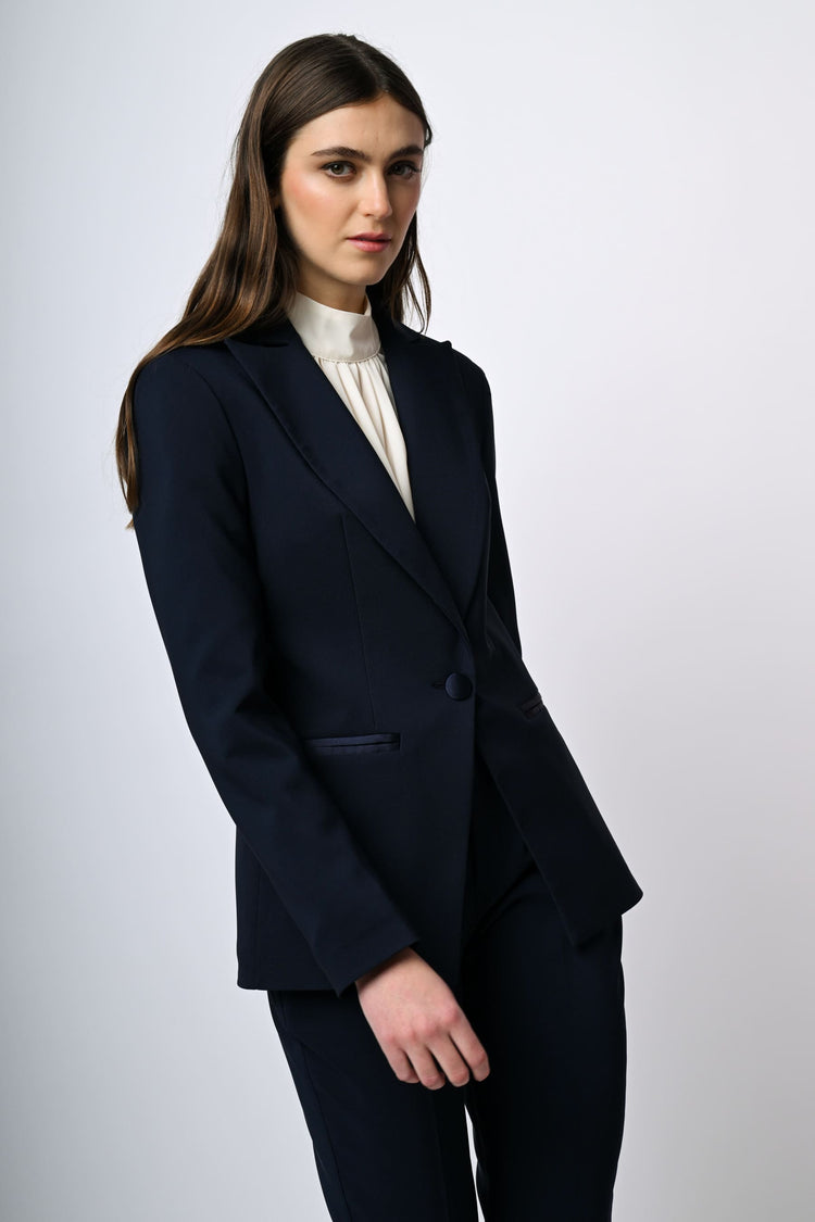 Blazer monopetto con dettagli in raso