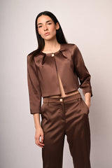 Bolero in raso con bottone gioiello