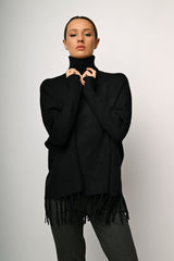 Dolcevita oversize con frange